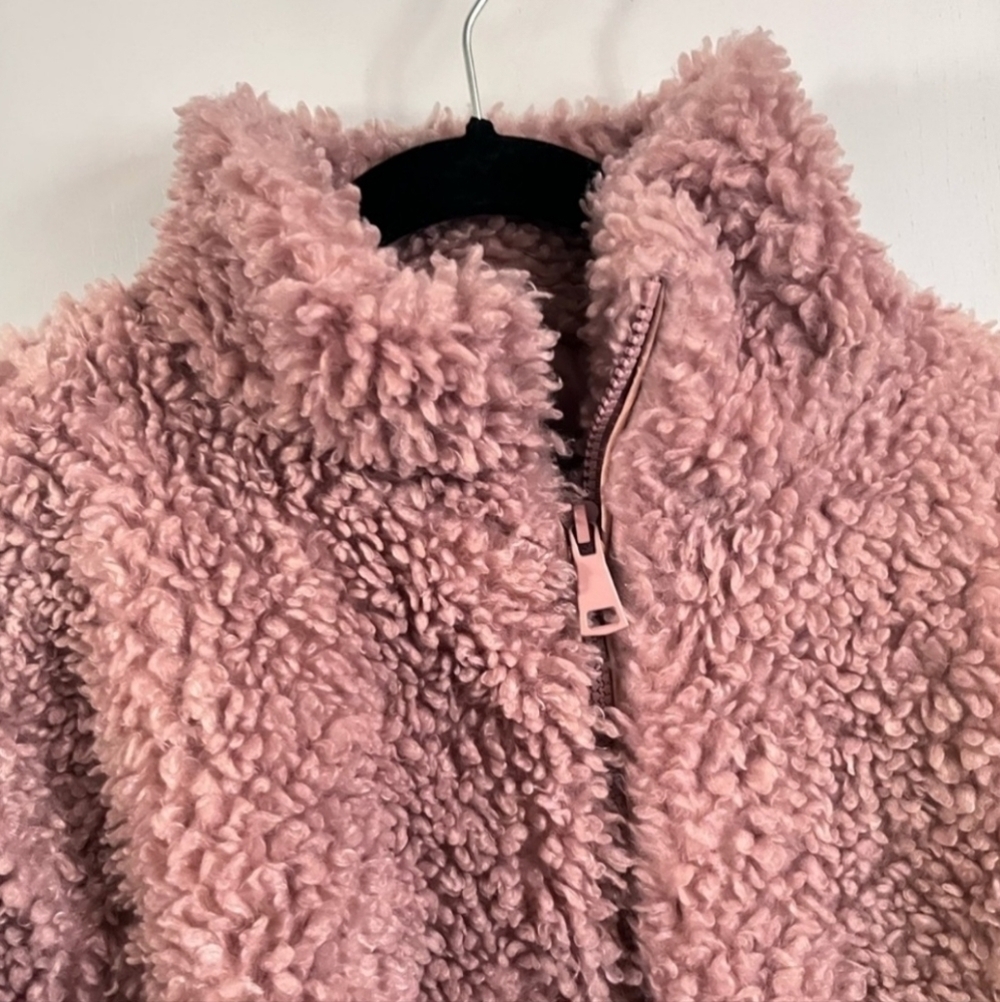 Love Tree Teddy Jacket Mauve Large Bomber Style Zip Front - Picture 9 of 14
